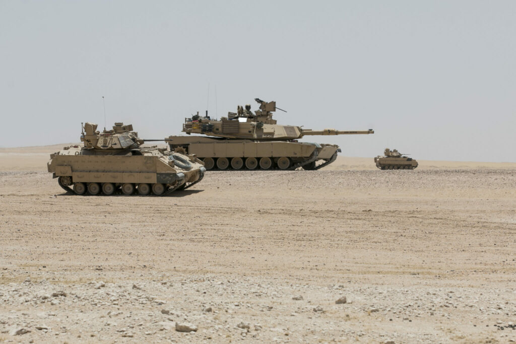 Abrams tank and Bradley fighting vehicle