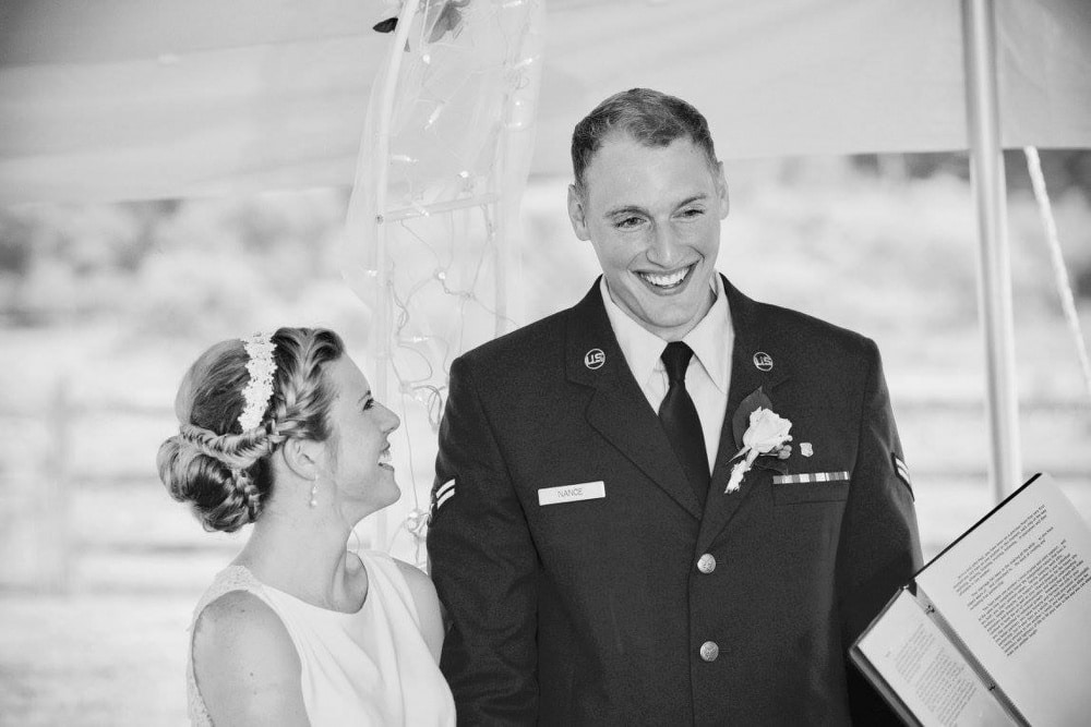 benefits of gratitude as a milspouse: wedding day photo