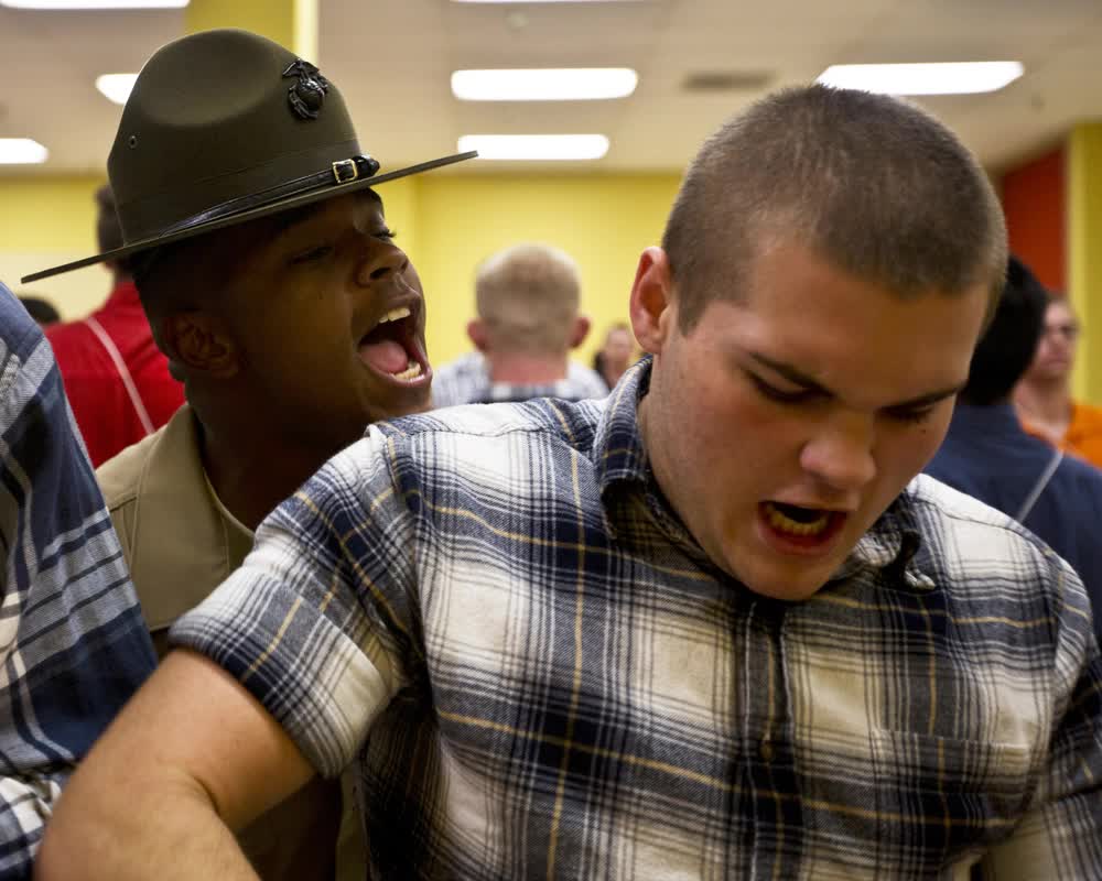 Marine drill instructor yelling