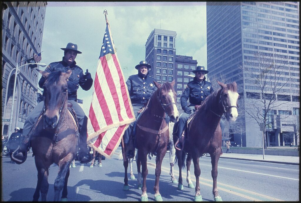 Police officers on horseback in Columbus Ohio