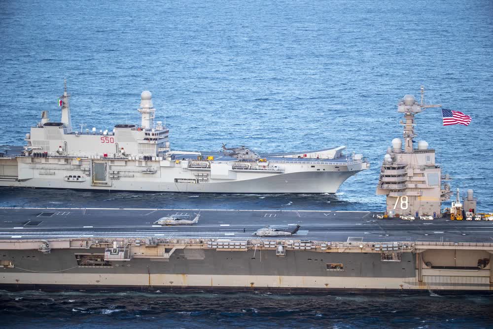 USS Gerald Ford and Italian aircraft carrier Cavour