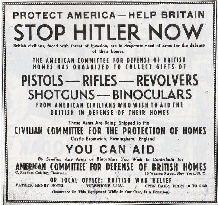 American Committee for Defense of British Homes poster