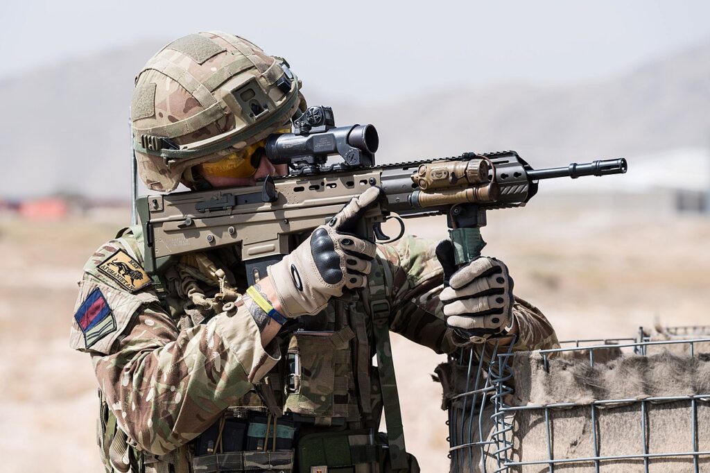 British soldier with SA80 bullpup rifle