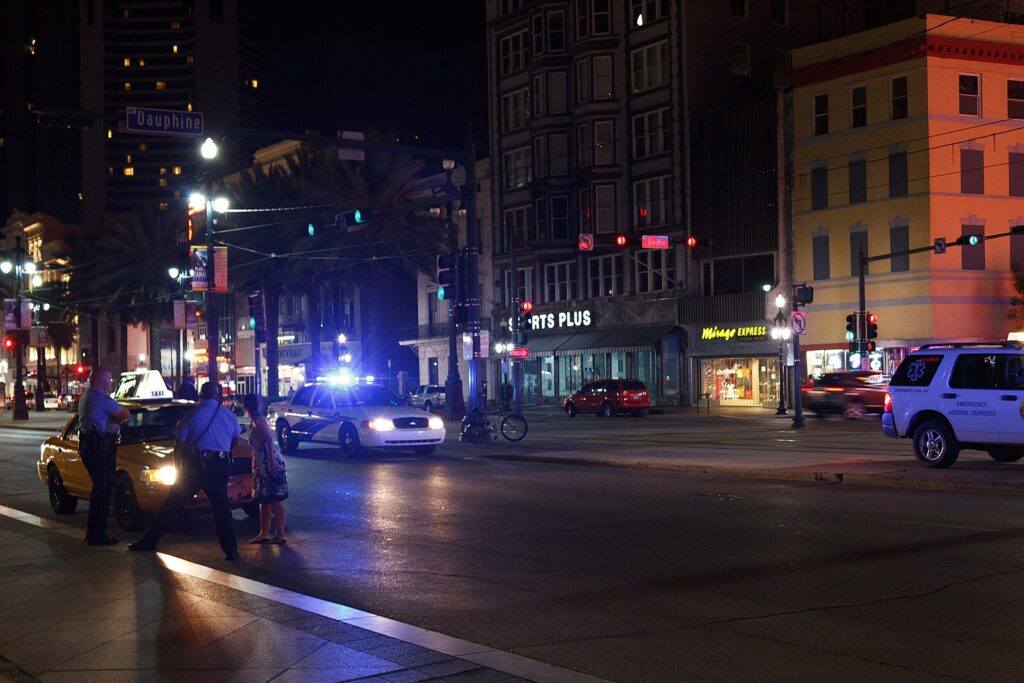 New Orleans police at night