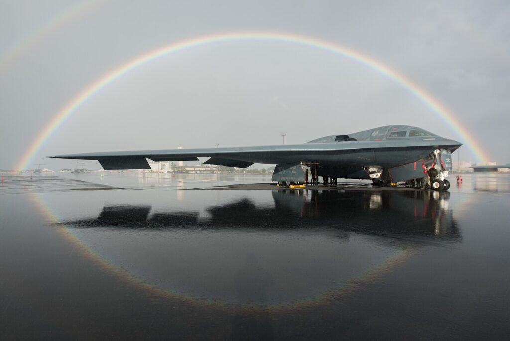 B-2 Spirit under a rainbow