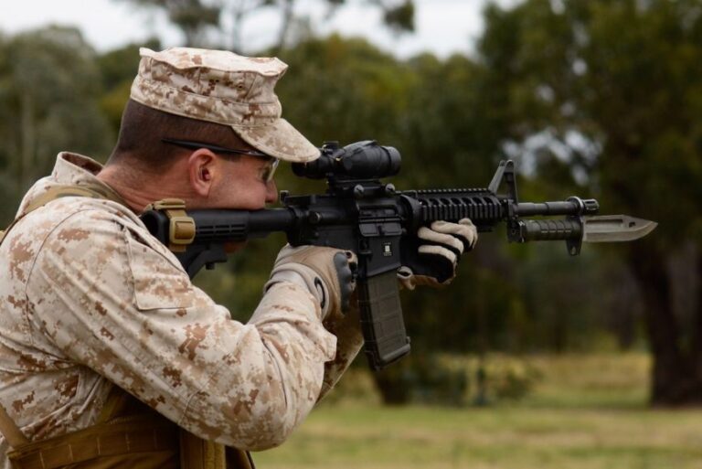 M9 bayonet on a rifle