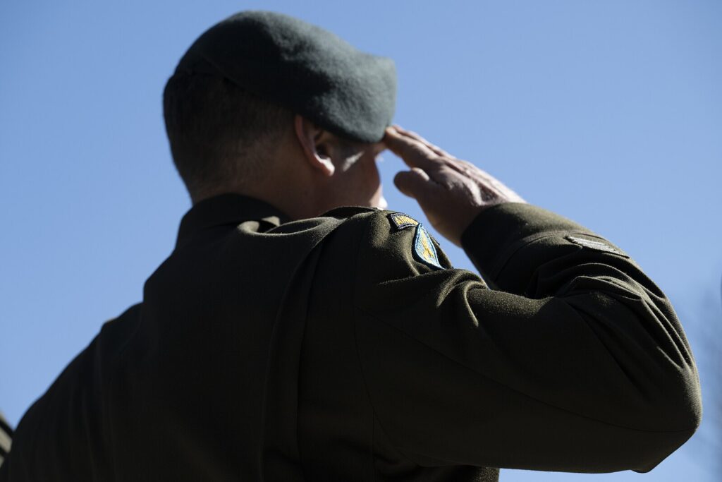 Special Forces soldier salutes